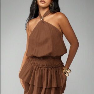 Missguided Brown Halter Mini Dress
